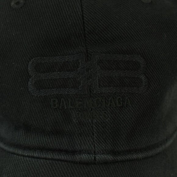 BALENCIAGA Distressed Black BB PARIS ICON Cotton Baseball Cap MEDIUM Italy NWT - Picture 2 of 3